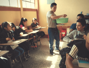 Diego handing out eggs